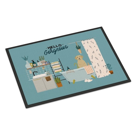 Carolines Treasures 18 x 27 in. Yellow Labrador in Bathtub Indoor or Outdoor Mat CK7477MAT